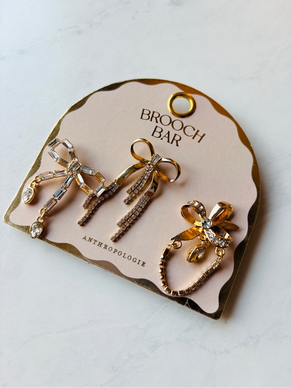 NWT Anthropologie Festive Cheer Brooches, Set of 3, Bow